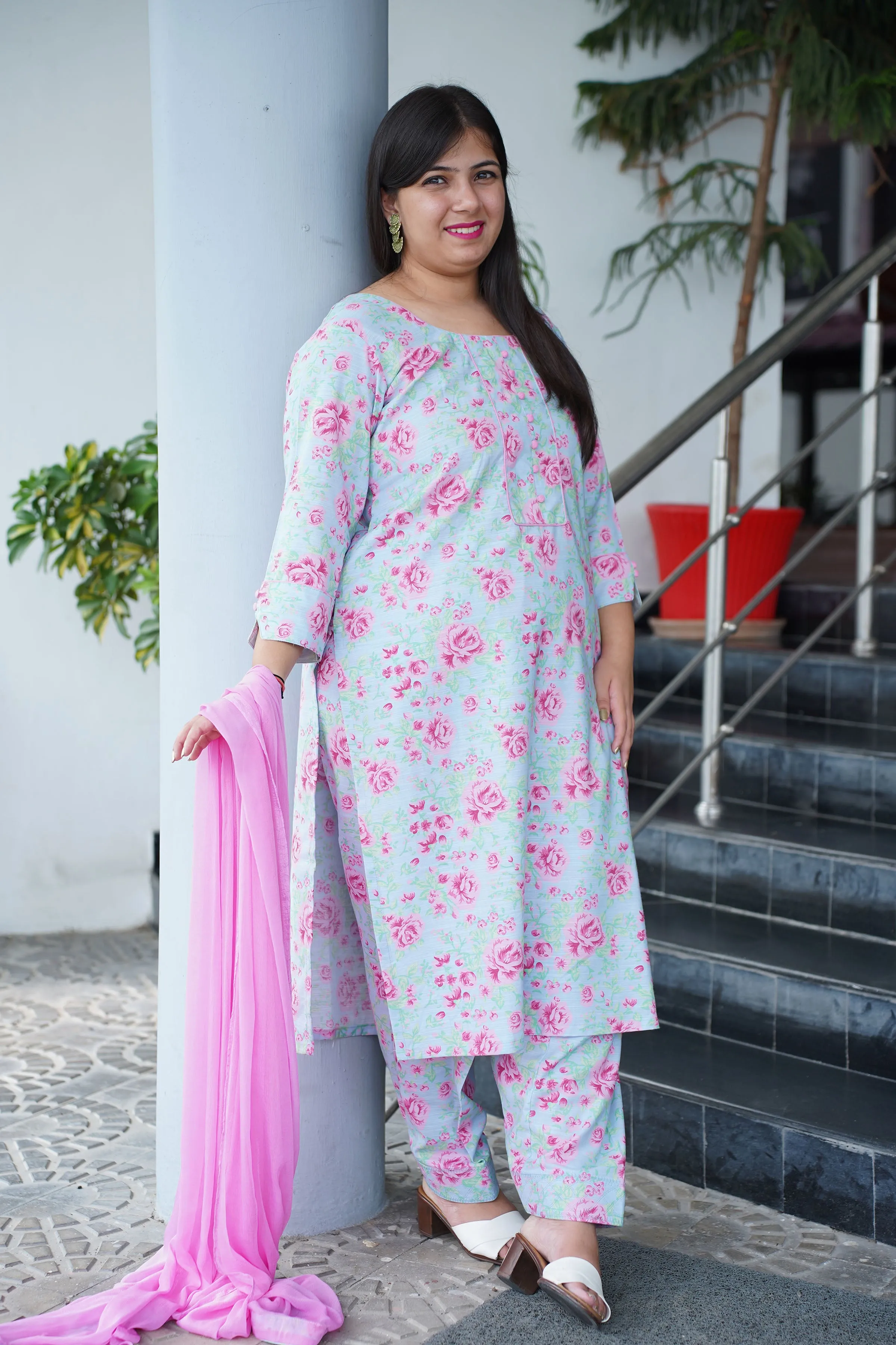 Dusky Fuchsia Floral Salwar Suit