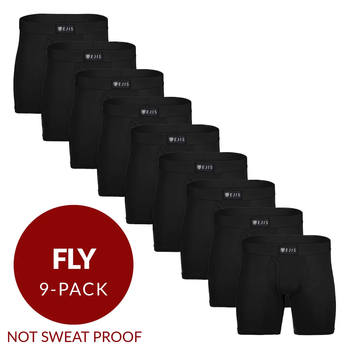 Essential Men's Boxer Briefs with Fly - Black 9-Pack