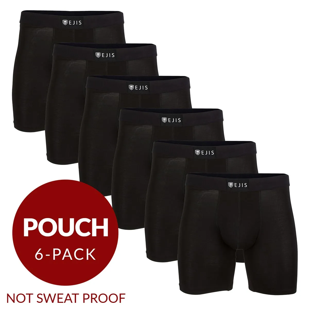 Essential Men's Boxer Briefs with Pouch - Black 6-Pack