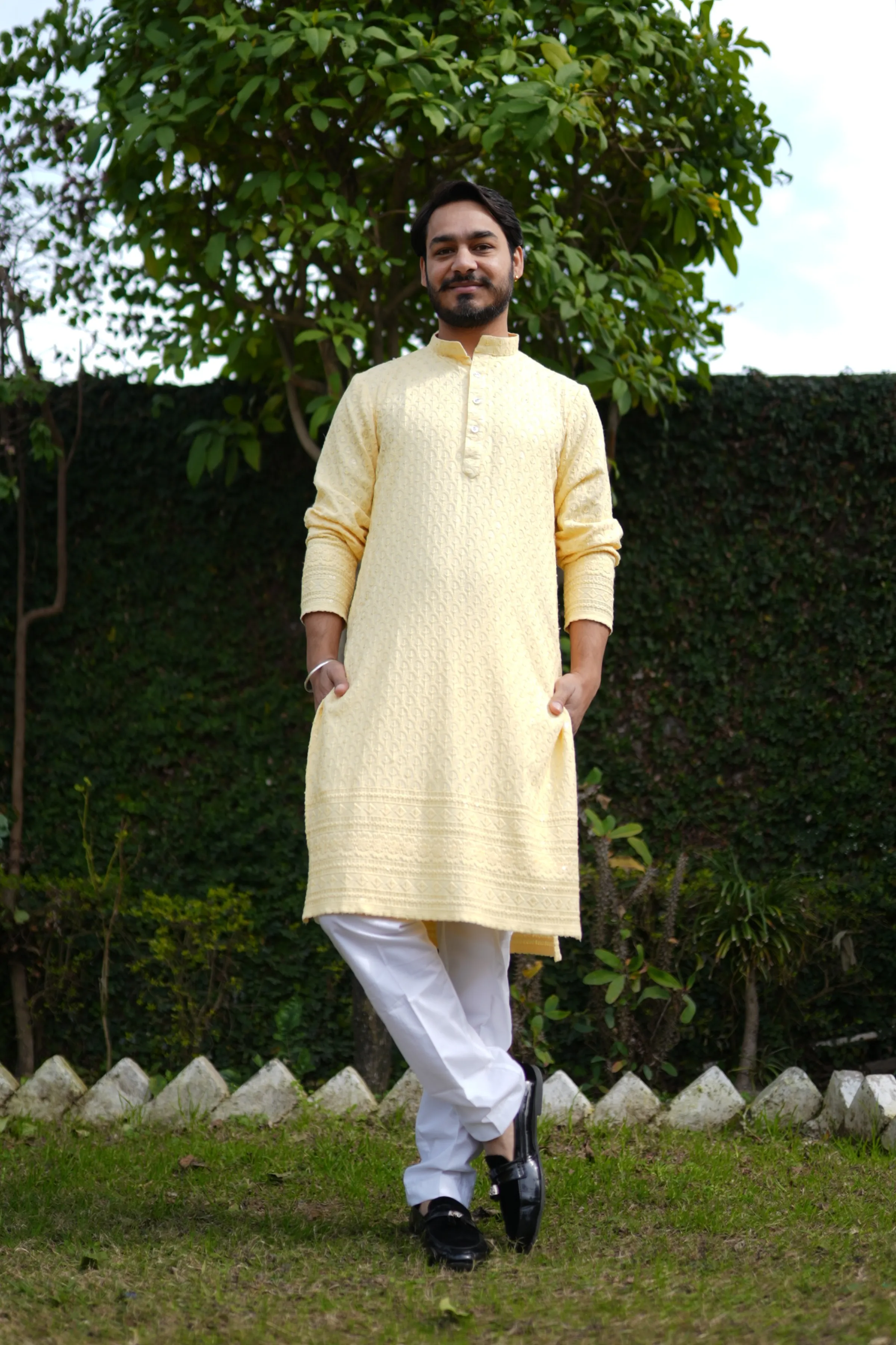 Festive Lemon Sequined Kurta