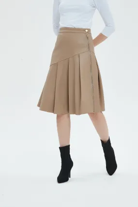 HALF PLEAT SKIRT byMM - LIGHT TAN LEATHER