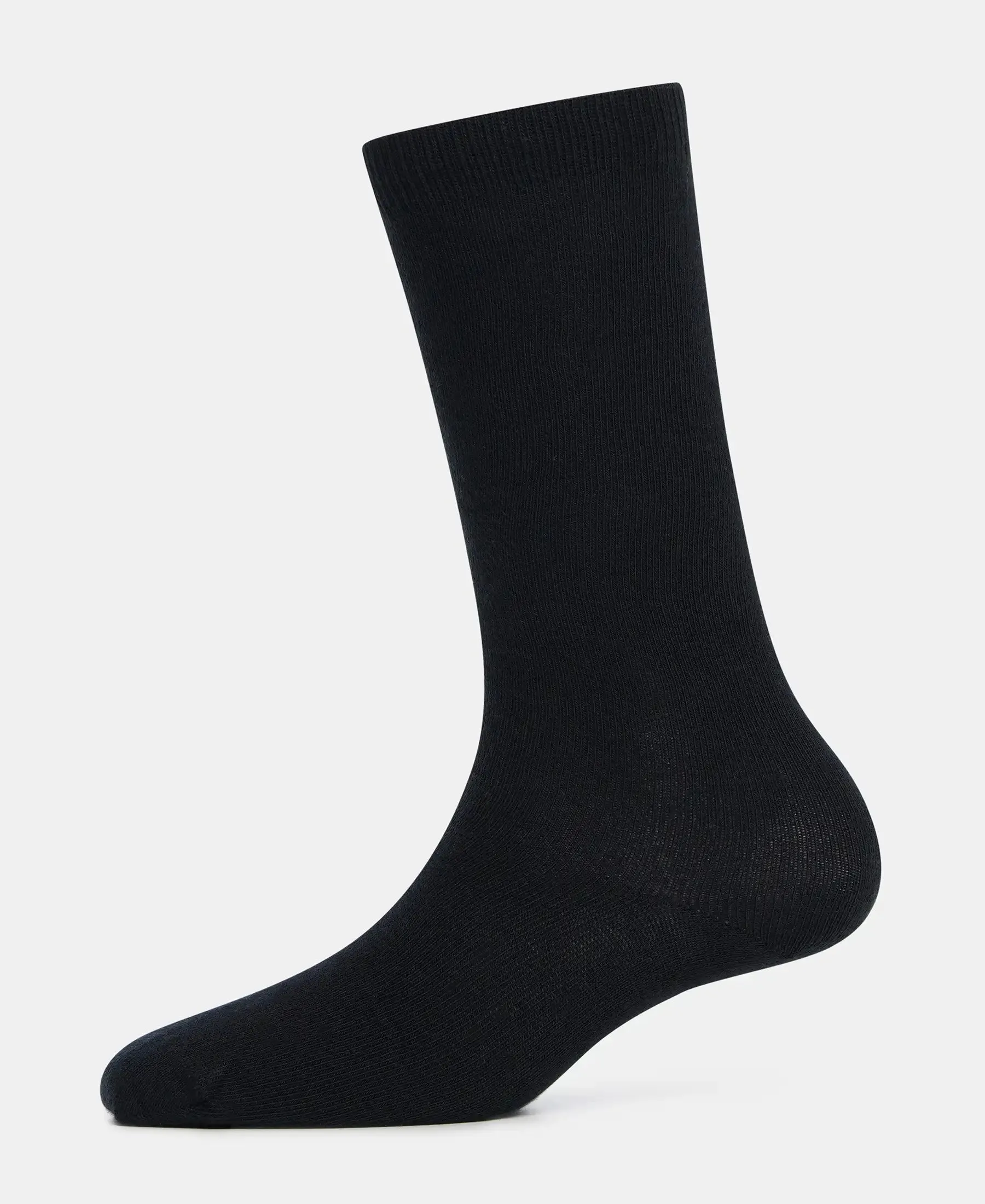 Kid's Compact Cotton Stretch Solid Knee Length Socks With StayFresh Treatment - Black