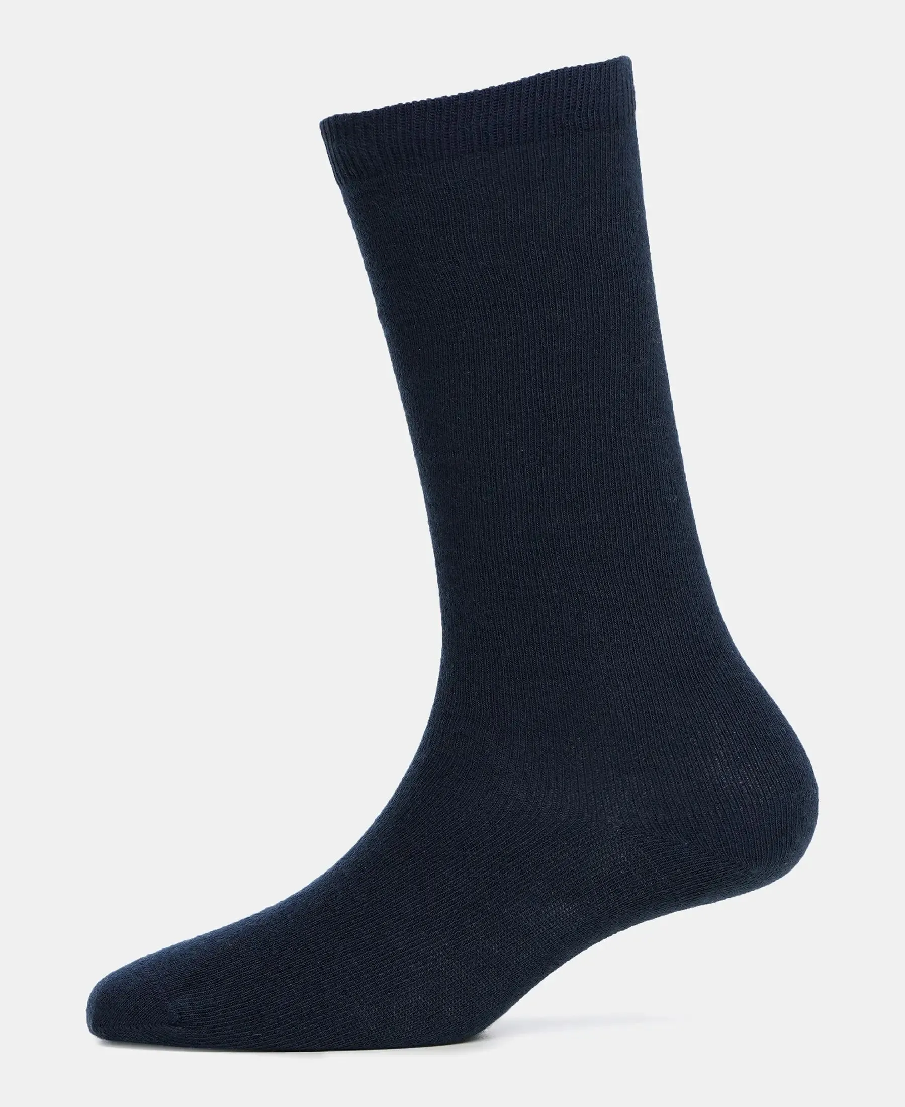 Kid's Compact Cotton Stretch Solid Knee Length Socks With StayFresh Treatment - Navy