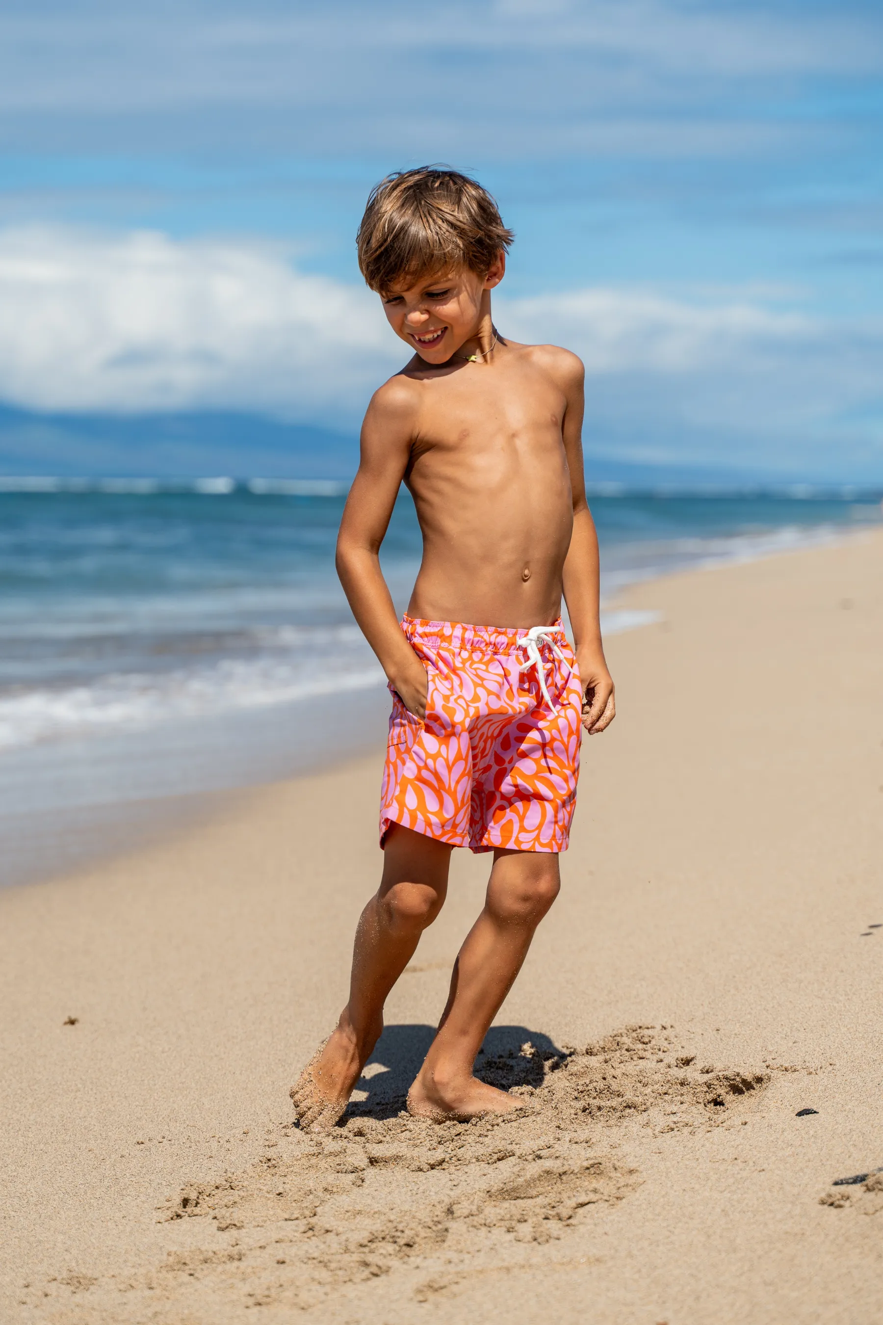 Kids Nevis Swim Trunk - Dominica Water Print