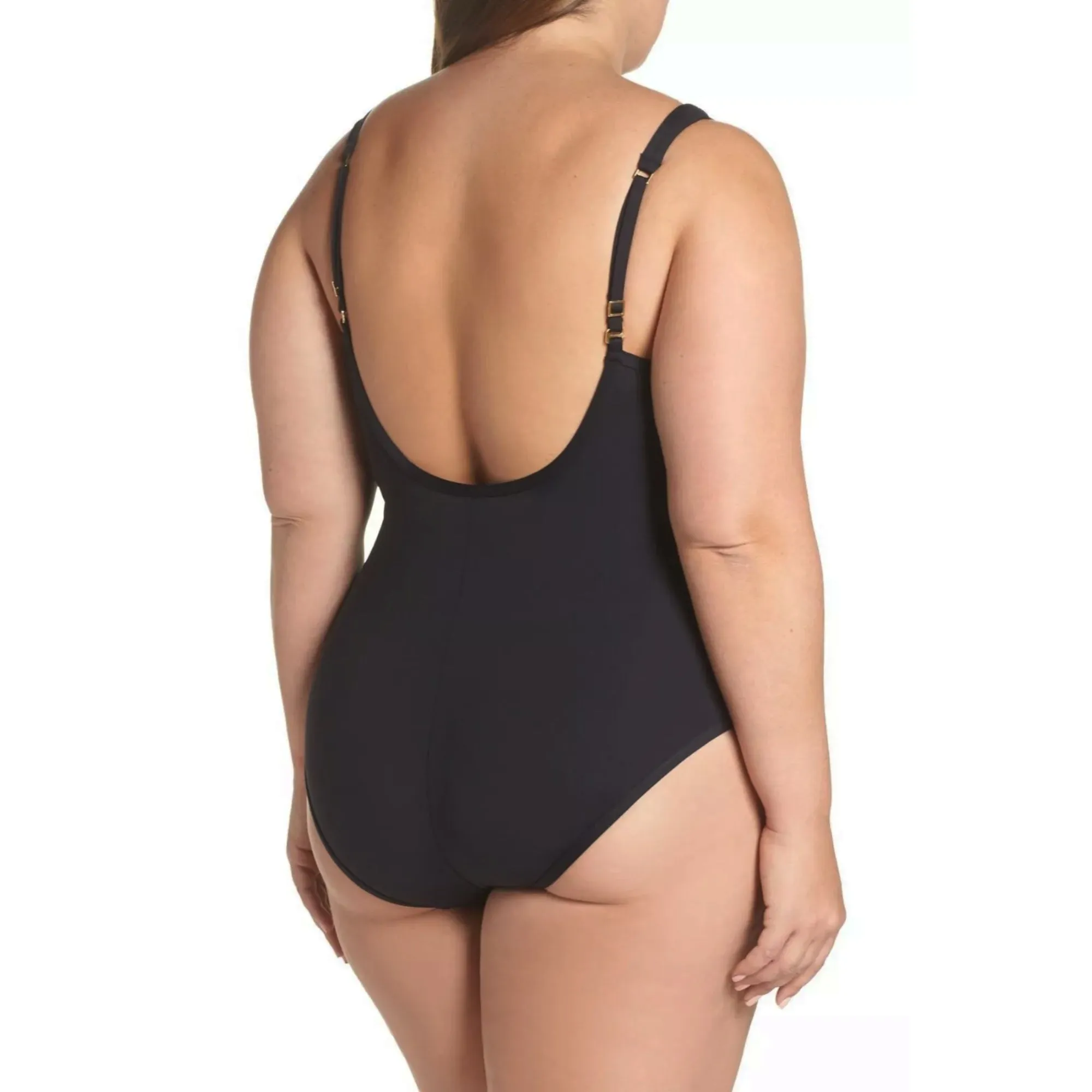 La Blanca Women's Plus Tummy Control Lace Up Sides One-piece Swimsuit