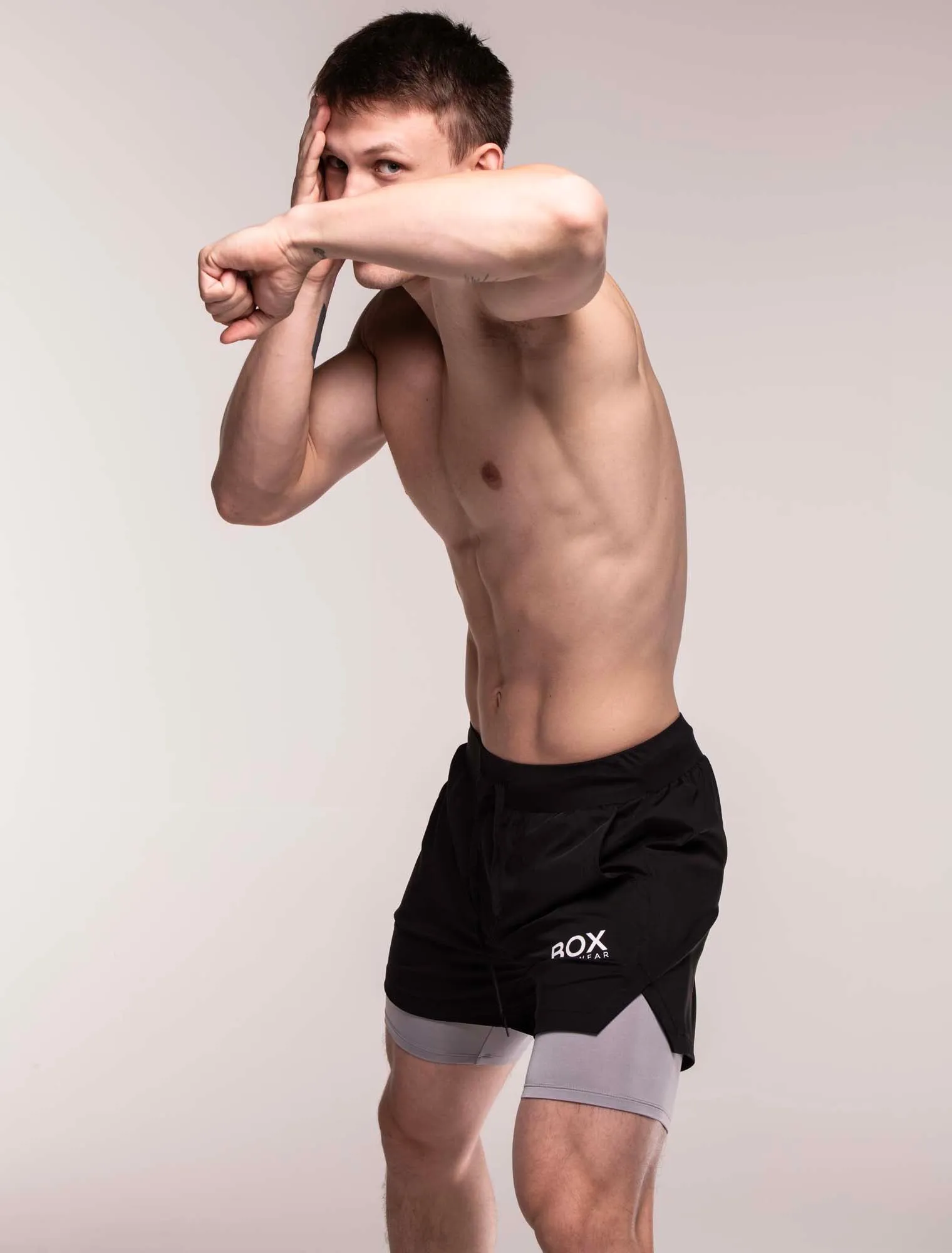 Mens Double Layer Sports Shorts - Black