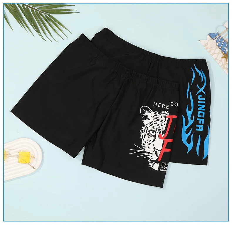 Men's Swimming Trunks Adult Boxer Offset Beach Trunks Pool Loose Striped Swimming Trunks