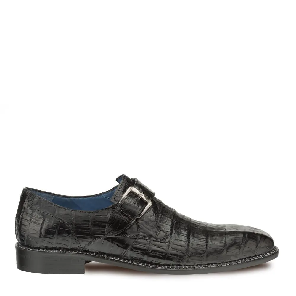 Mezlan 4737-F Magnus Men's Shoe Black Exotic Crocodile Monk-Strap Loafers