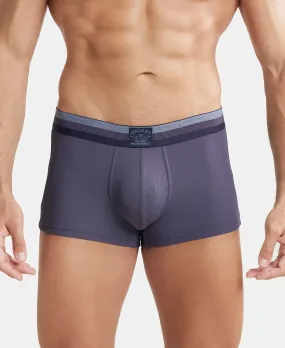 Microfiber Elastane Stretch Rib Solid Trunk with StayDry Treatment - Grey Stone