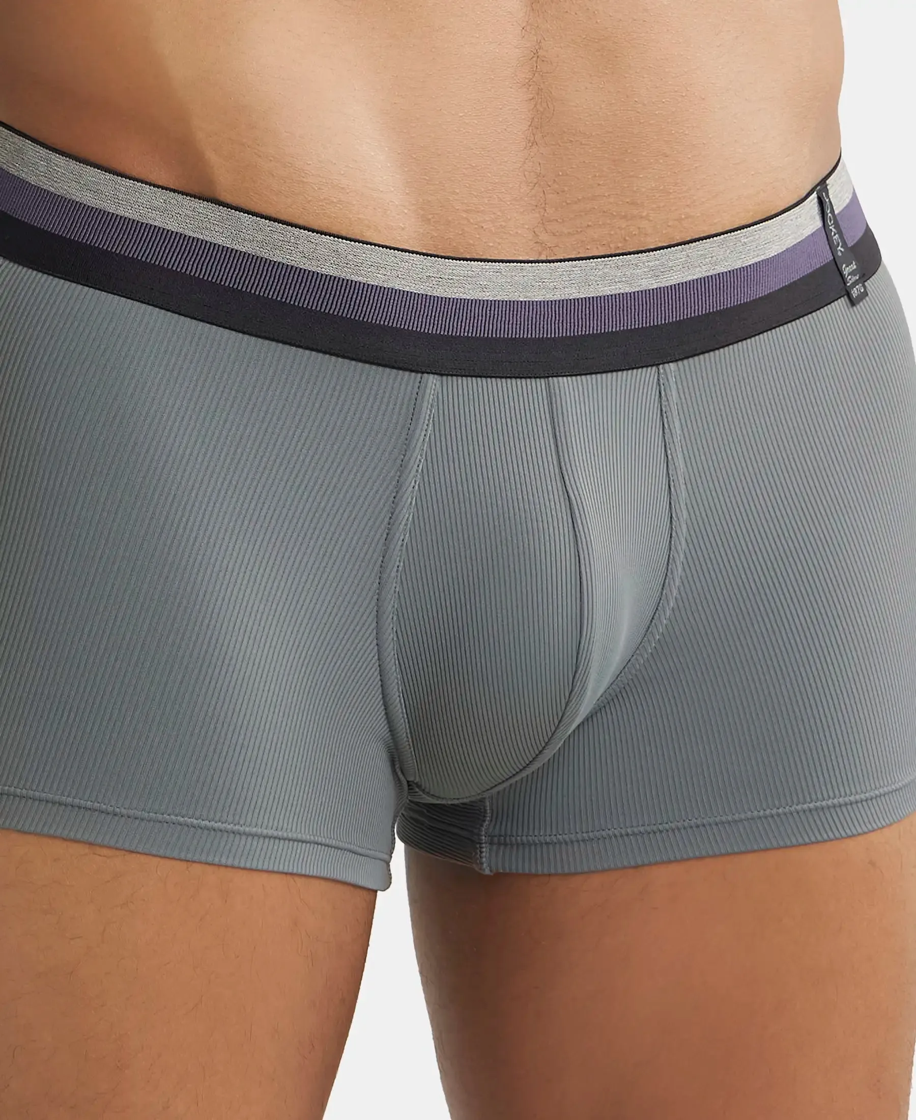 Microfiber Elastane Stretch Rib Solid Trunk with StayDry Treatment - Gunmetal