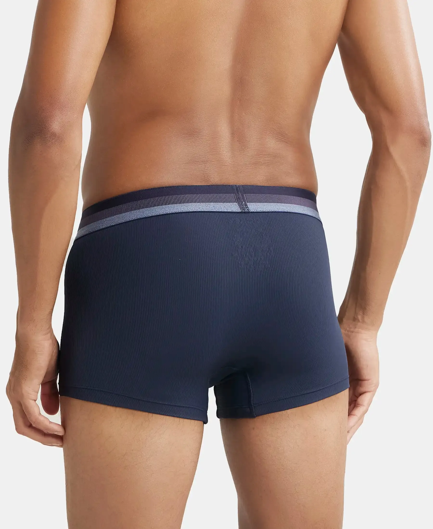 Microfiber Elastane Stretch Rib Solid Trunk with StayDry Treatment - Midnight Navy