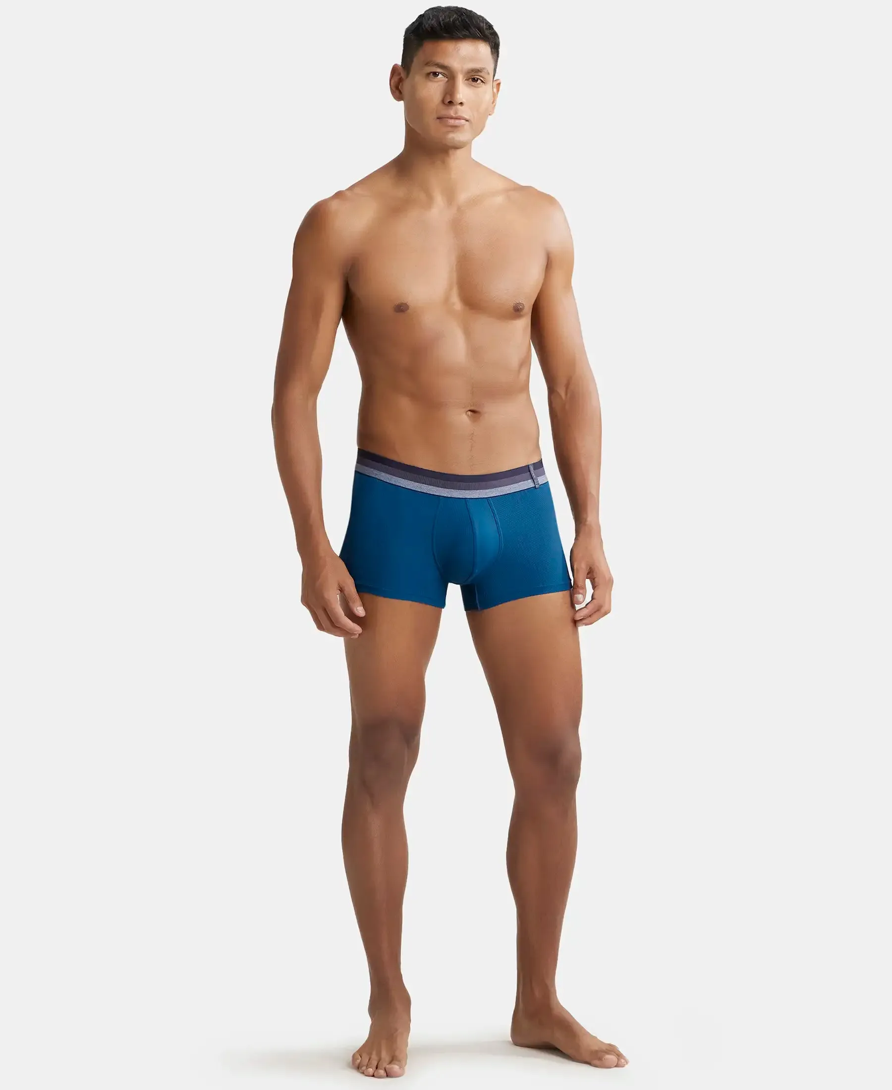 Microfiber Elastane Stretch Rib Solid Trunk with StayDry Treatment - Poseidon