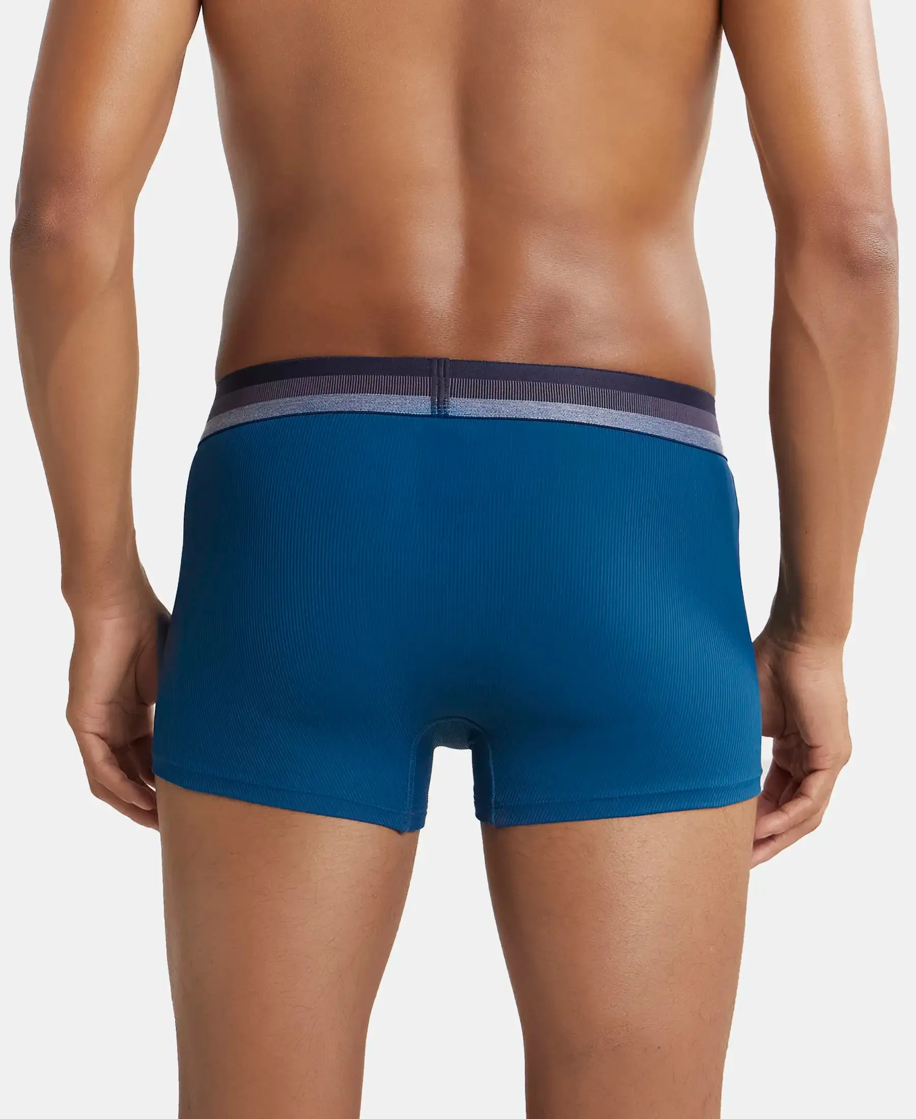 Microfiber Elastane Stretch Rib Solid Trunk with StayDry Treatment - Poseidon