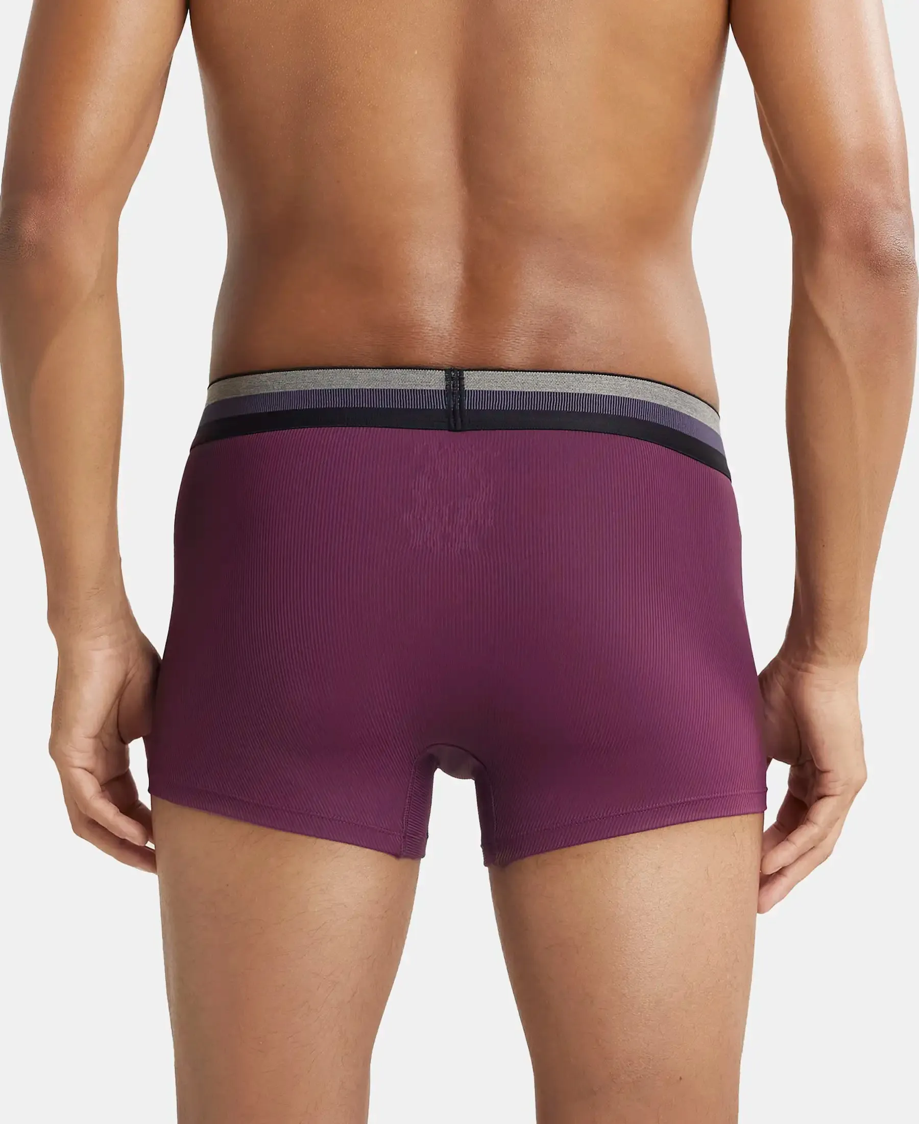 Microfiber Elastane Stretch Rib Solid Trunk with StayDry Treatment - Potent Purple