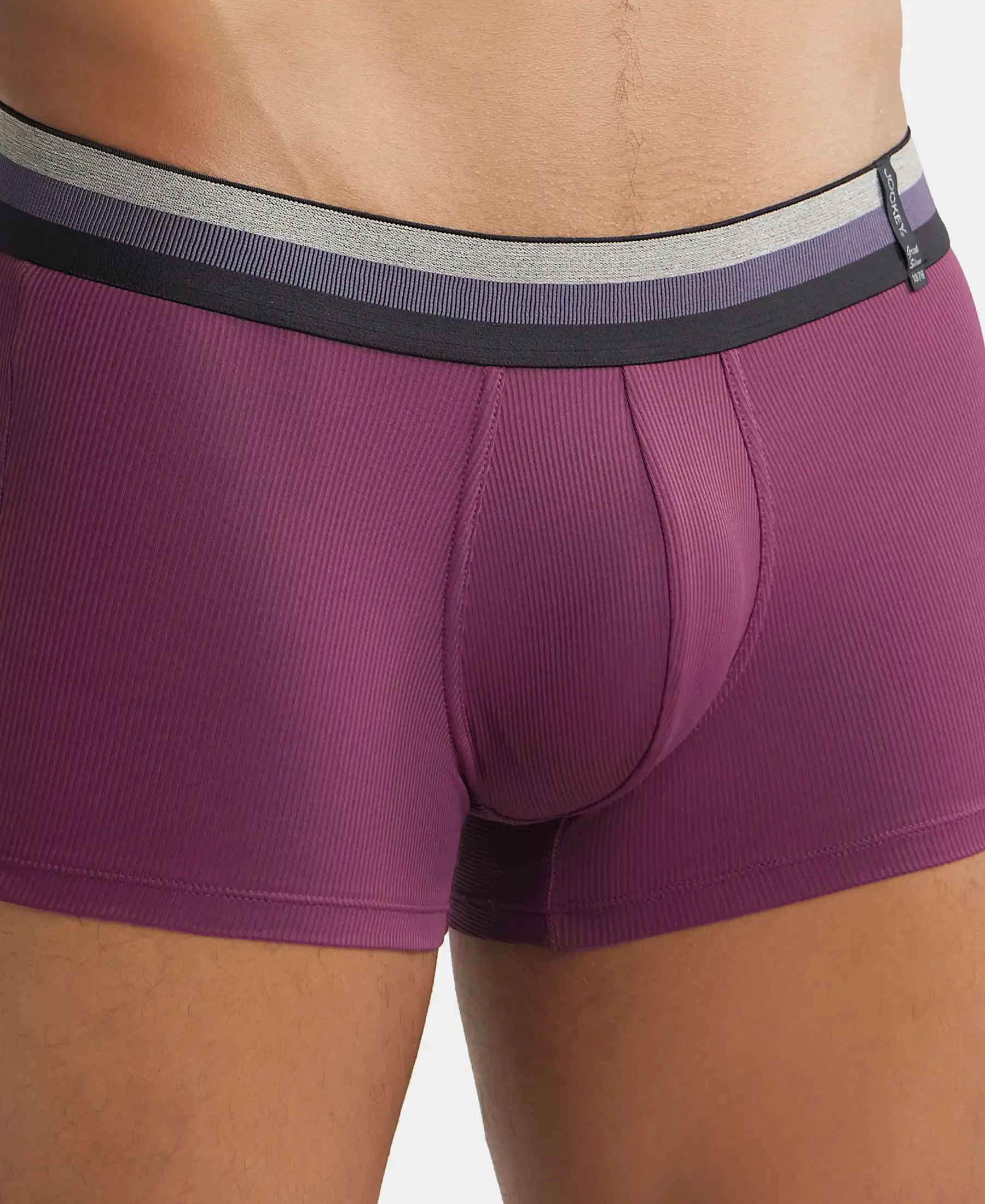 Microfiber Elastane Stretch Rib Solid Trunk with StayDry Treatment - Potent Purple