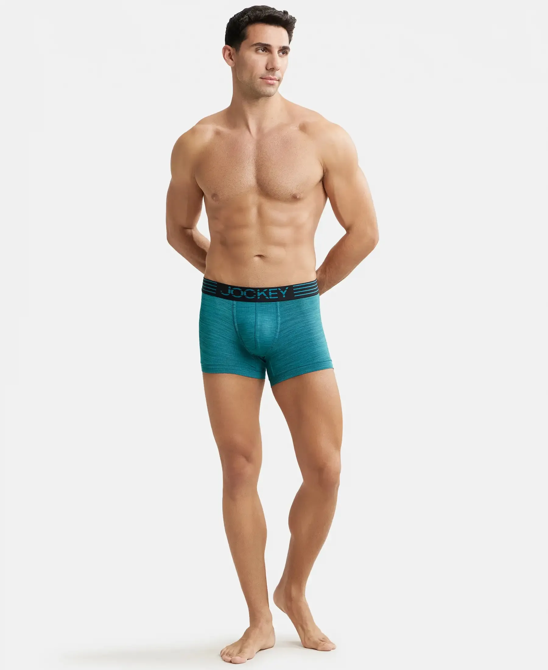 Microfiber Mesh Elastane Stretch Performance Trunk with StayDry Technology - Ocean Depth