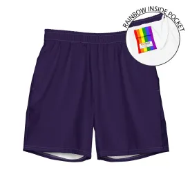 Midnight Blue Swimming Trunks With Rainbow Pocket