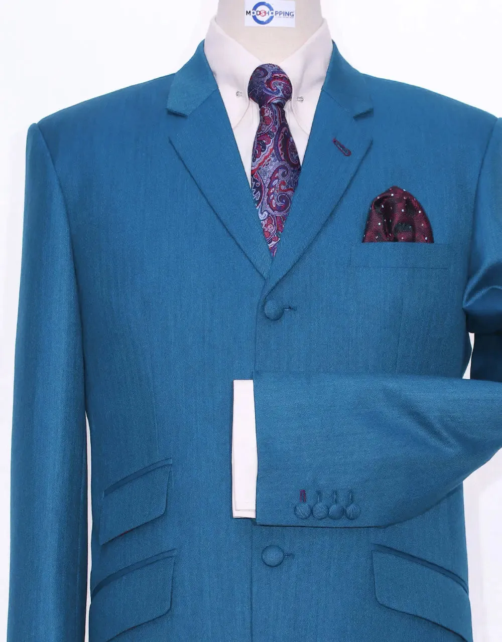 Mod Suit - Deep Sky Blue Herringbone Suit