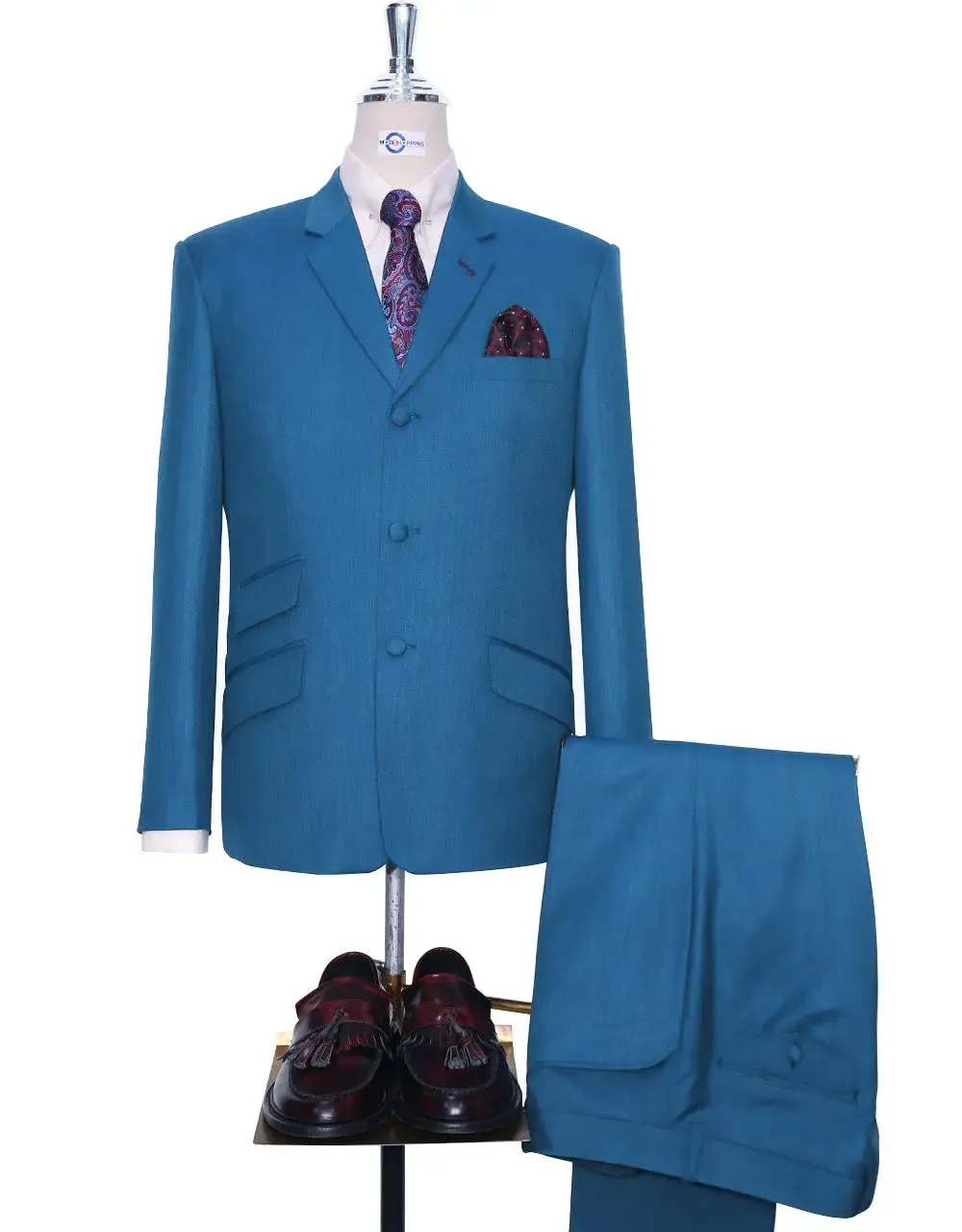 Mod Suit - Deep Sky Blue Herringbone Suit