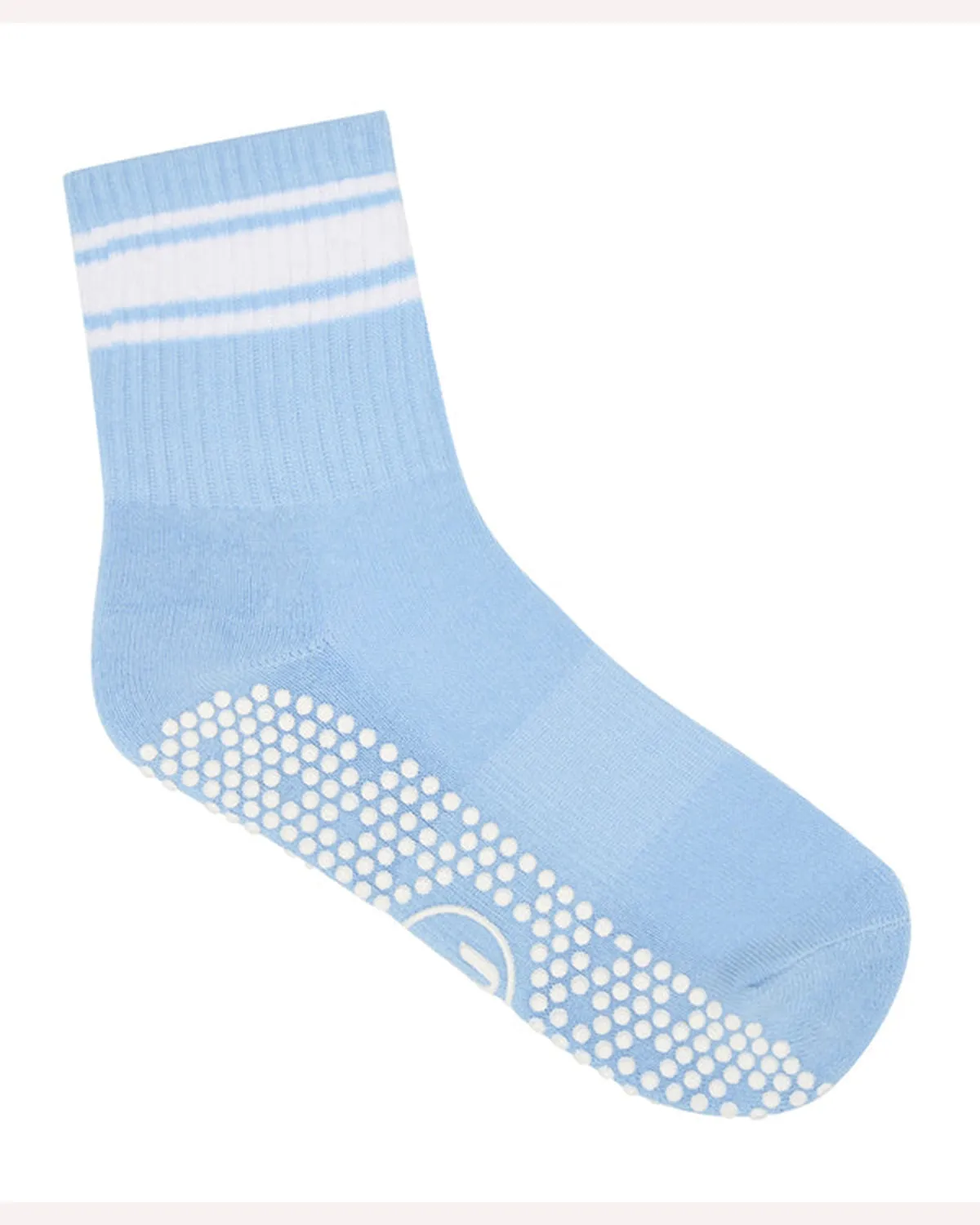 Move Active Crew Non Slip Grip Socks - Powder Blue Stripes