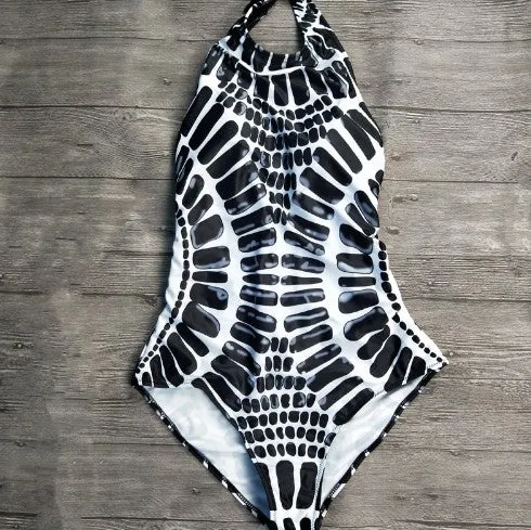 One-piece Backless Swimsuit Printed