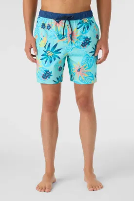 Oneill Hermosa Elastic Waist Lined 17 Swim Trunks Turquoise