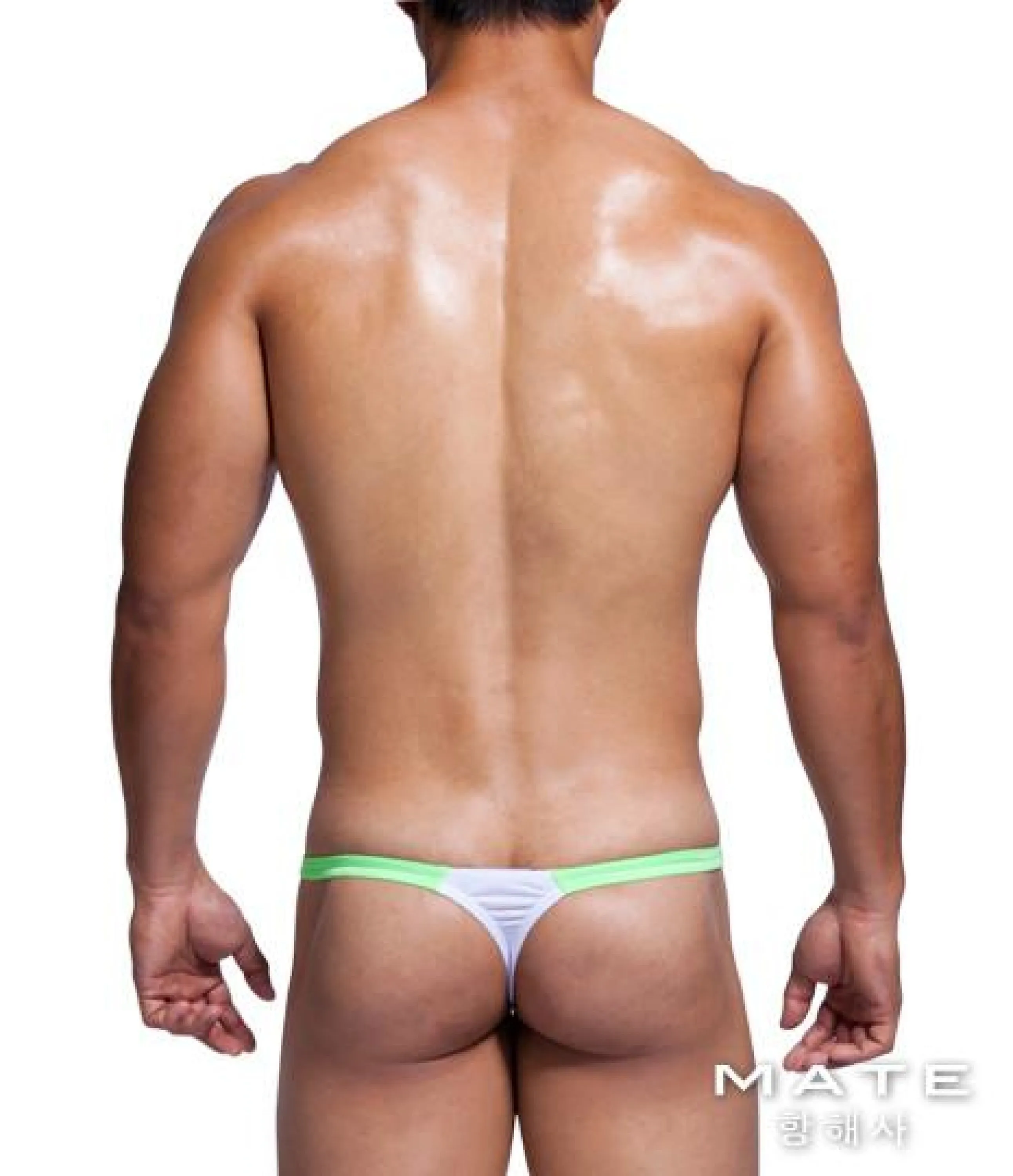 Sexy Mens Swimwear Ultra Teardrop Thong - Pae Yeon (White)