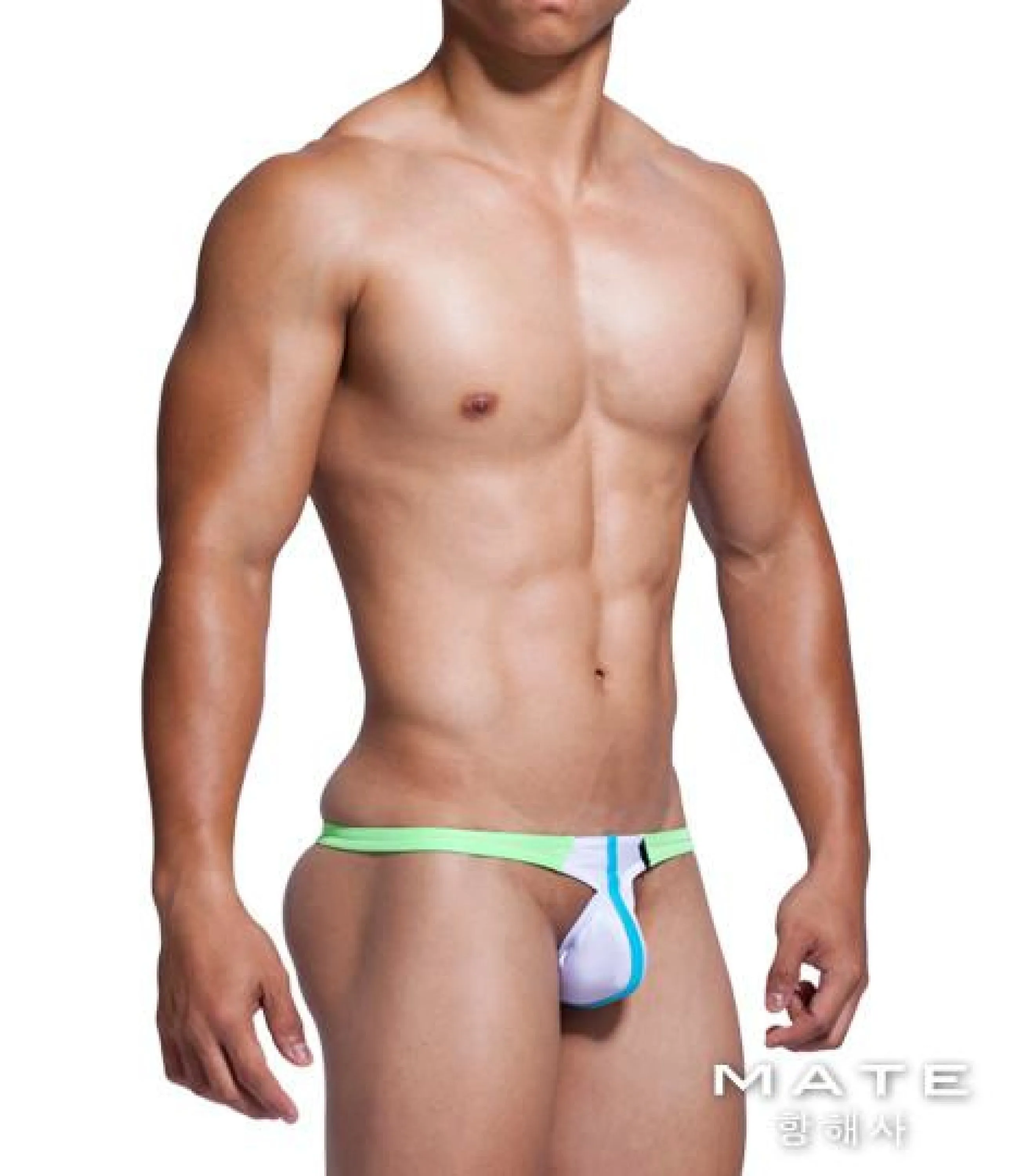 Sexy Mens Swimwear Ultra Teardrop Thong - Pae Yeon (White)