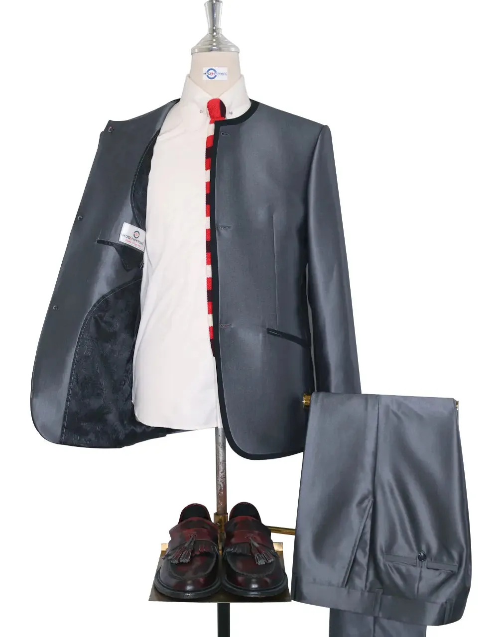 Silver Tonic Beatles Collarless Suit