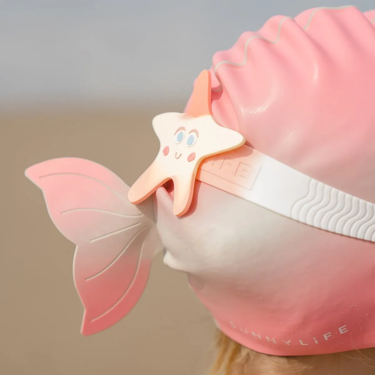 SUNNYLiFE Pink Color Shaped Swimming Cap Ocean Treasure Rose