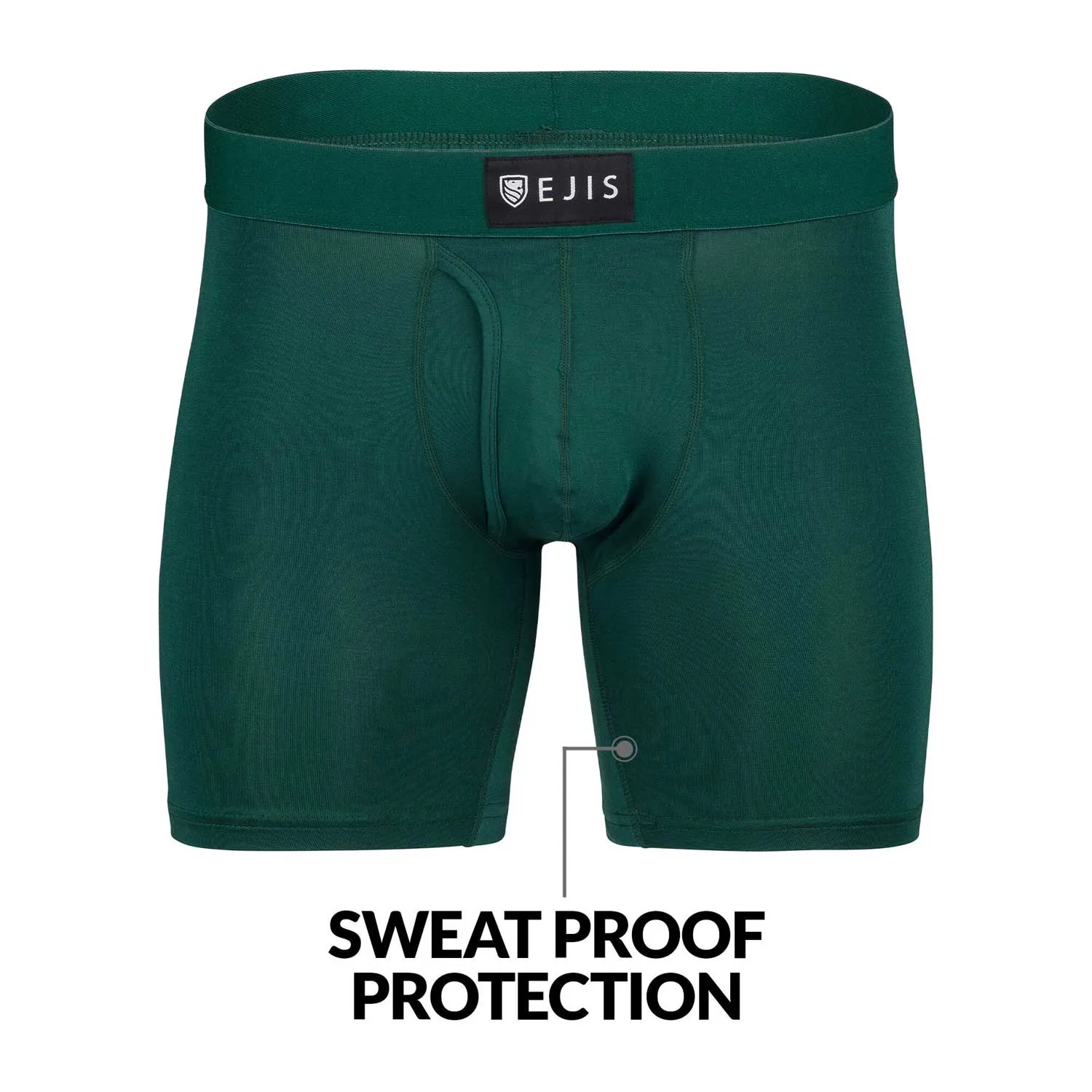 Sweat Proof Men's Boxer Briefs with Fly - Mix 6-Pack (3x Green, Navy)