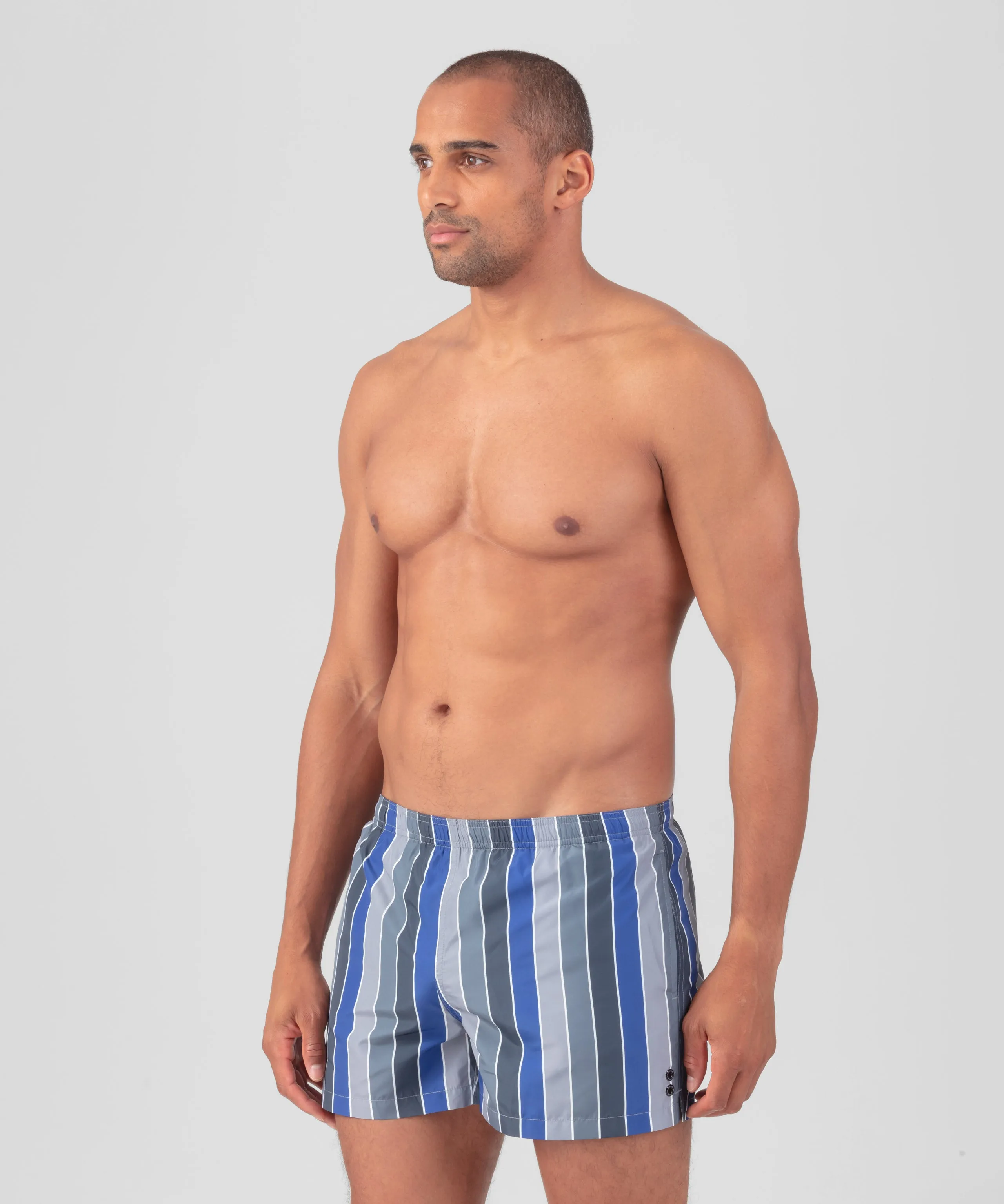 Swim Shorts w. Multico Stripes: Fjord Blue