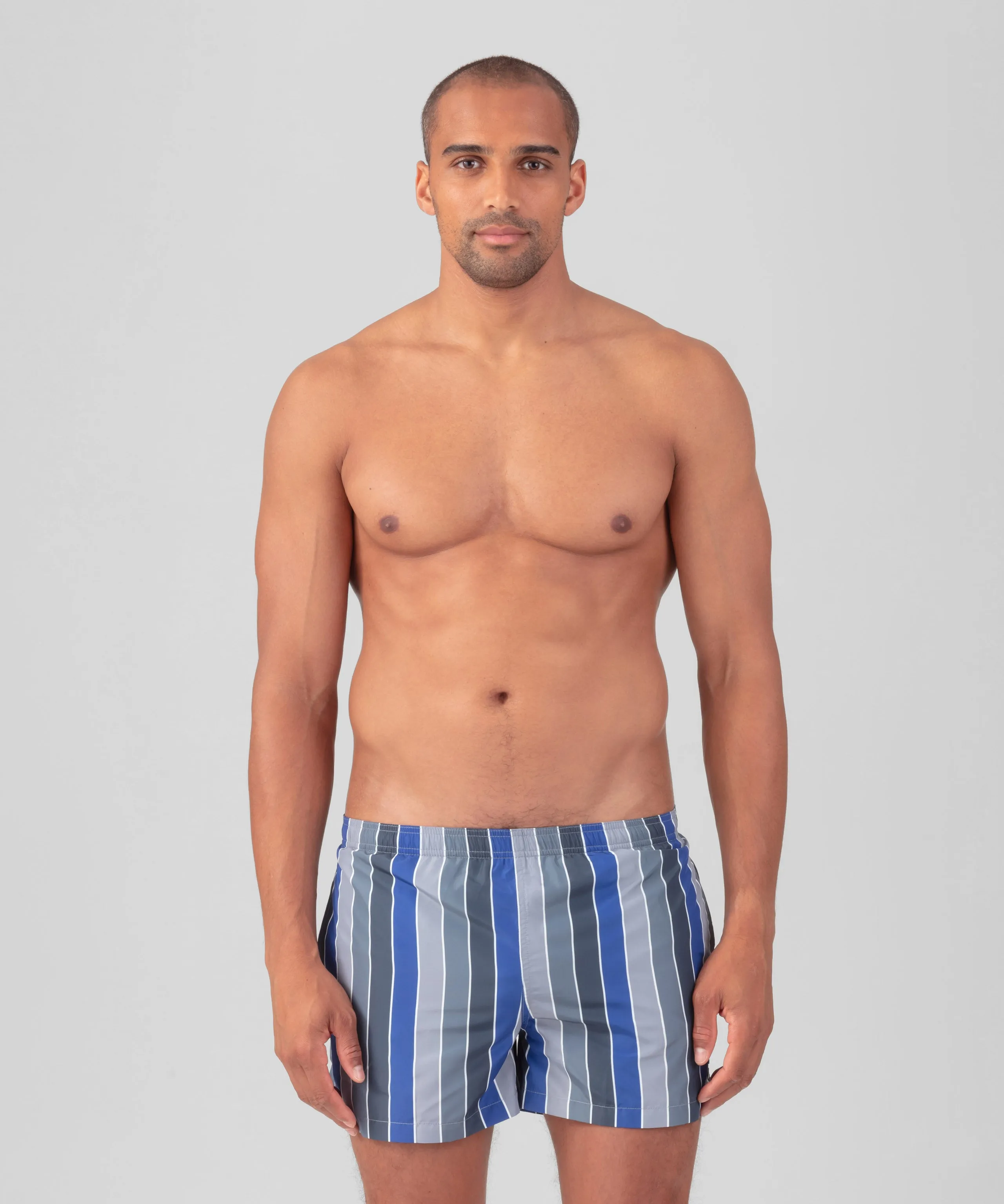 Swim Shorts w. Multico Stripes: Fjord Blue