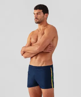 Swim Shorts w. Neon Sidelines: Navy