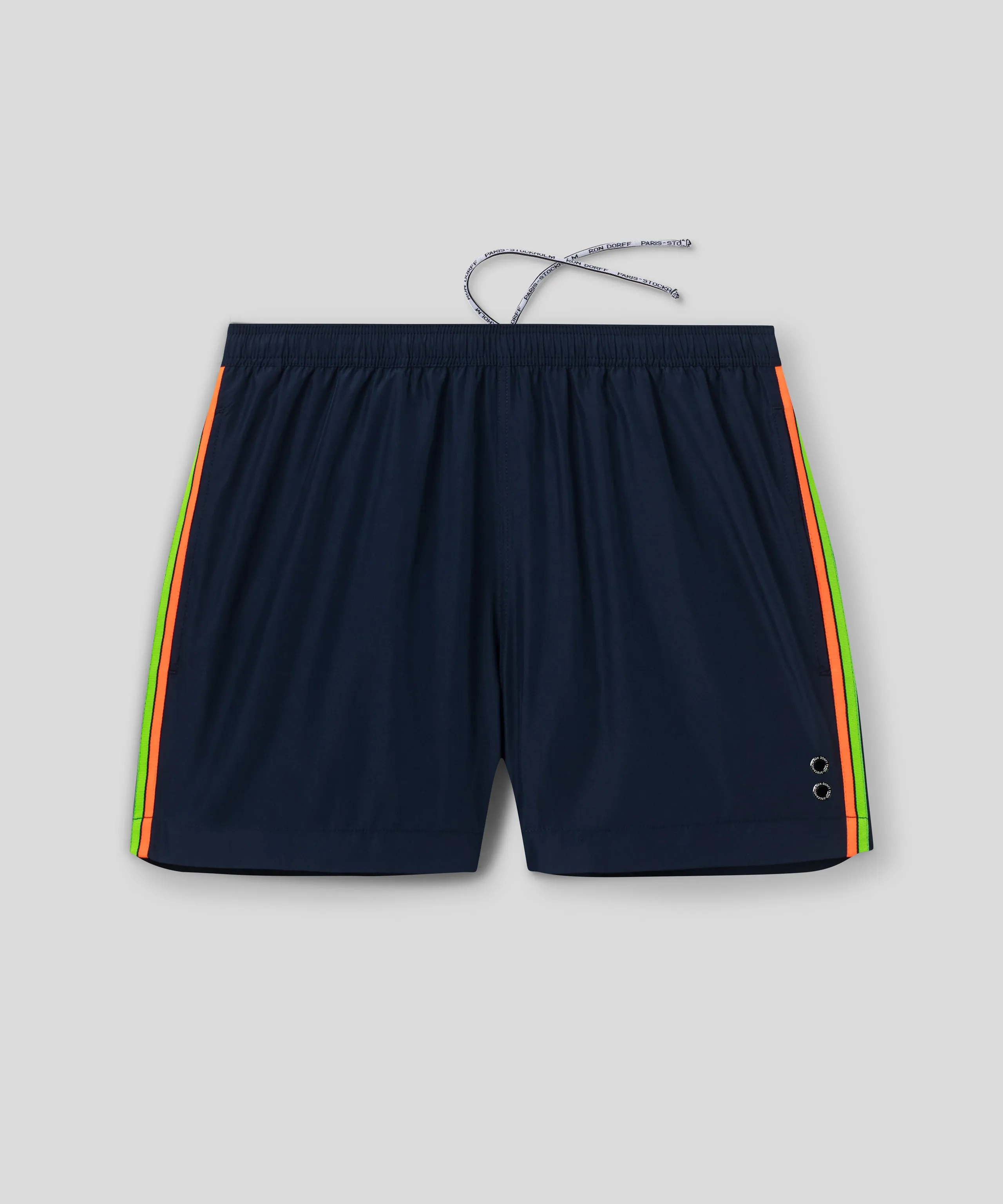 Swim Shorts w. Neon Sidelines: Navy