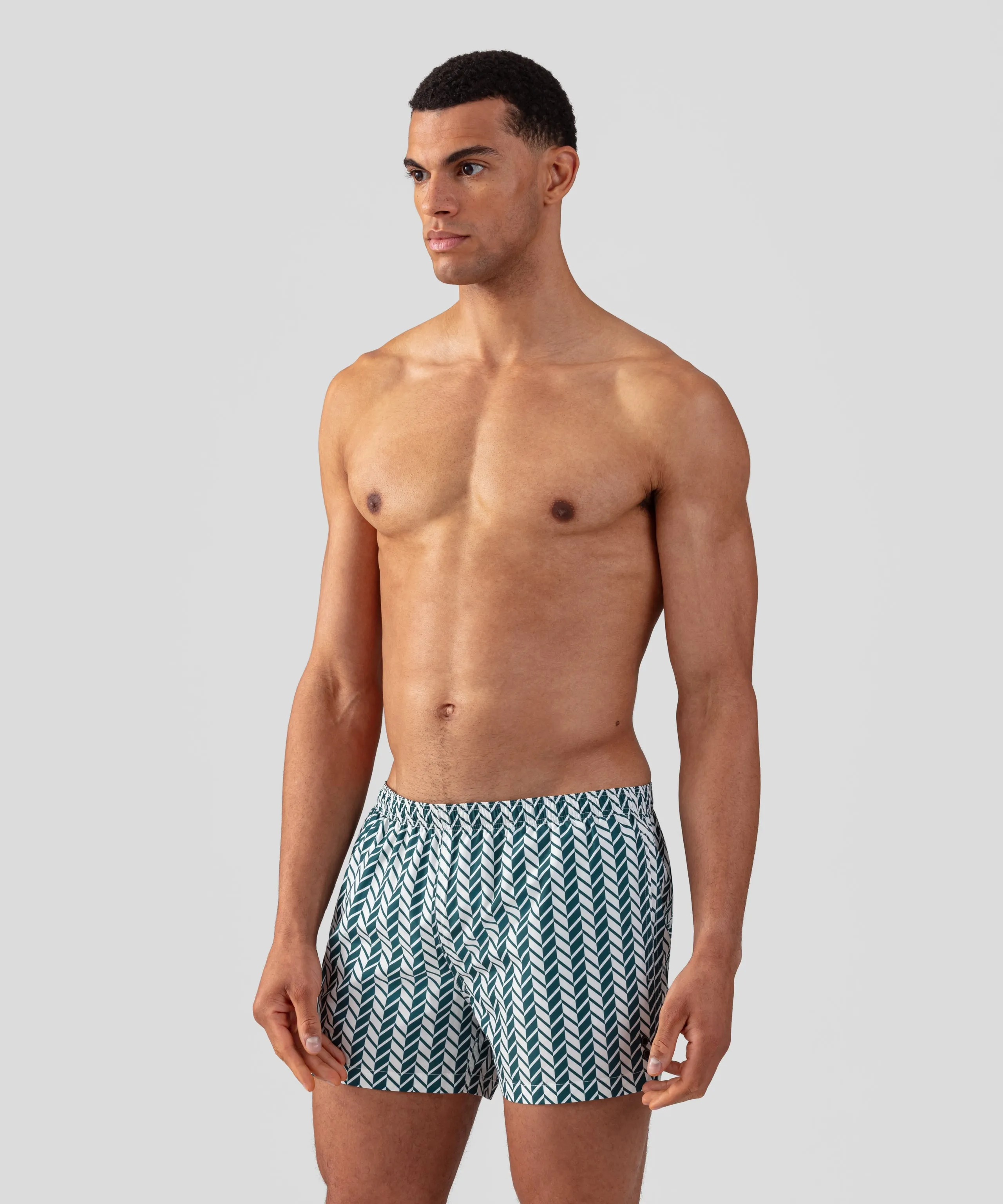 Swim Shorts w. Nordic Pattern: Pine Green