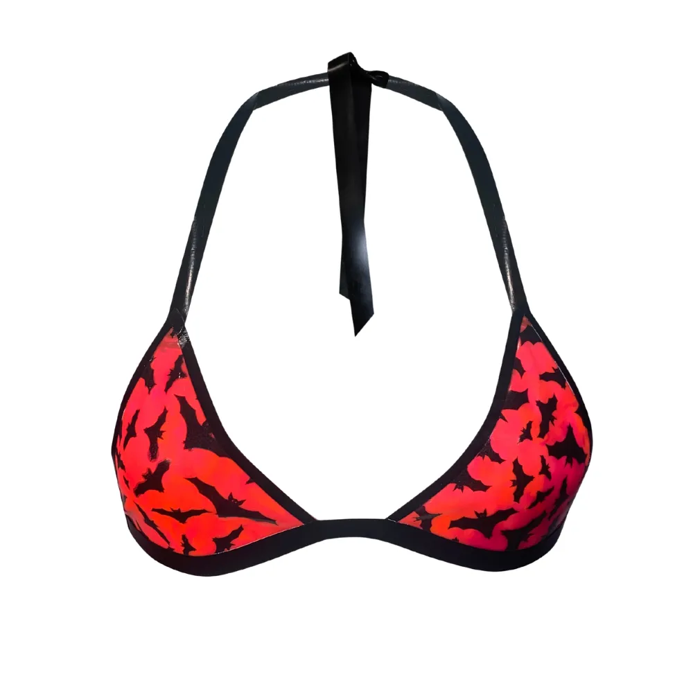 UV Glow Bat Print Bikini Top READY TO SHIP