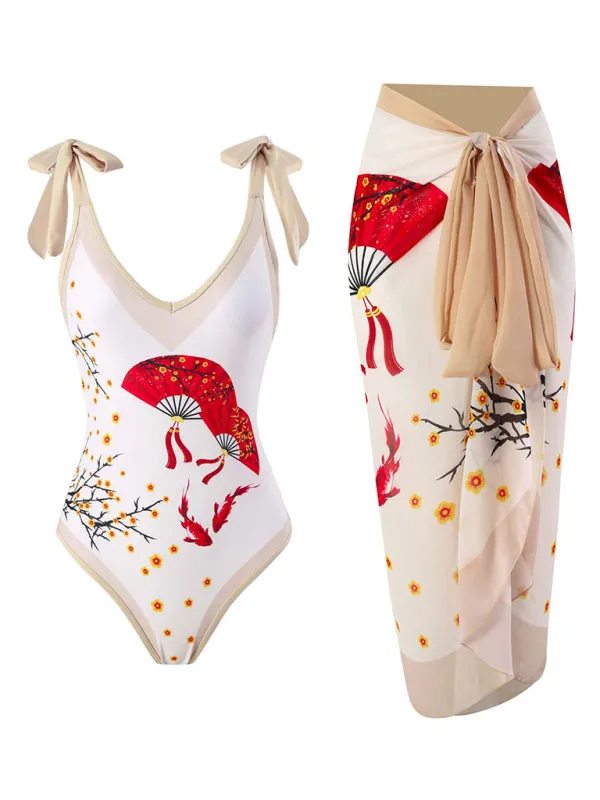 Women's All In One Swimsuit With Matching Sarong