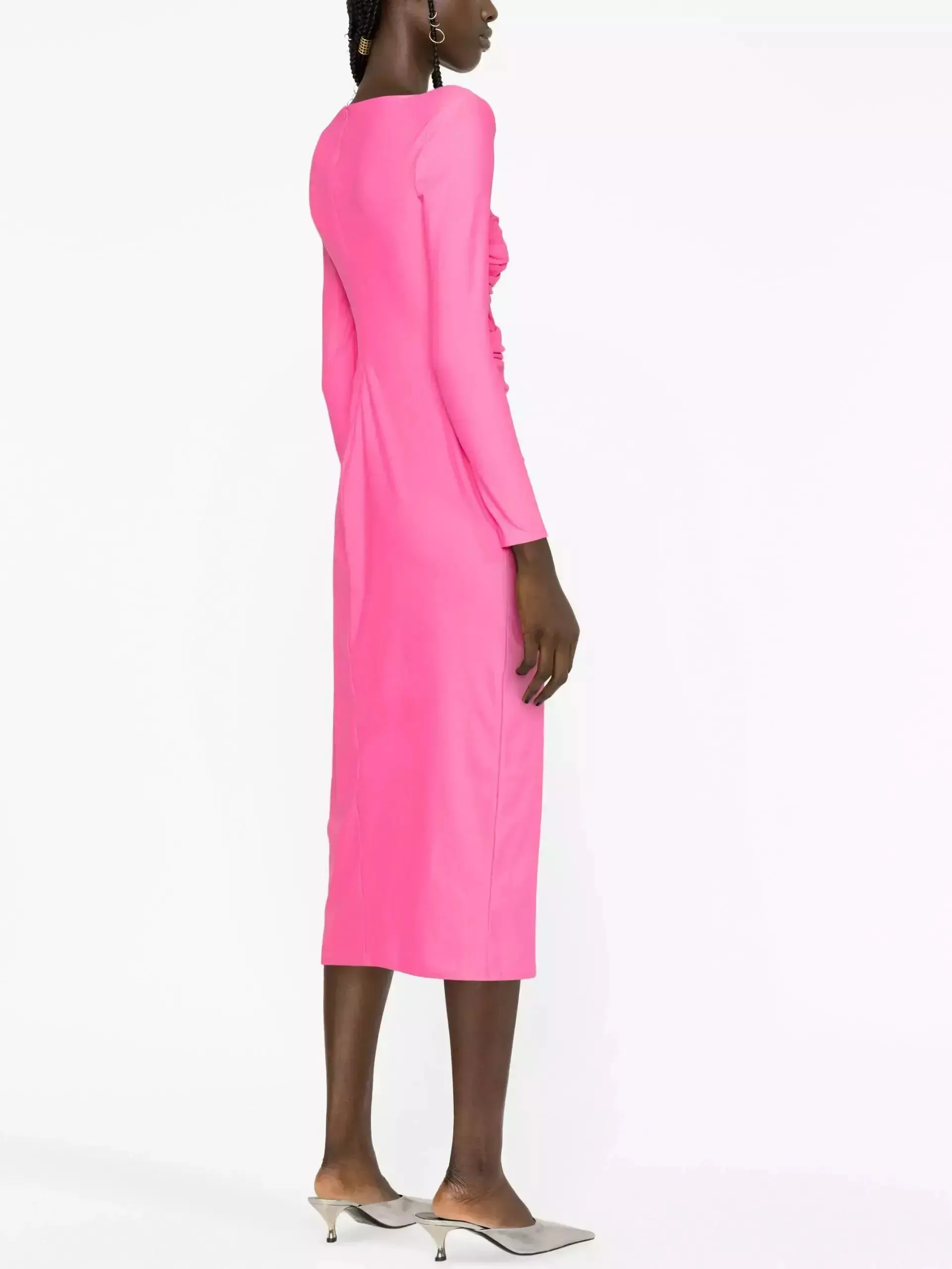 Women’s Cut-Out-Detail Pink Jersey Midi Dress