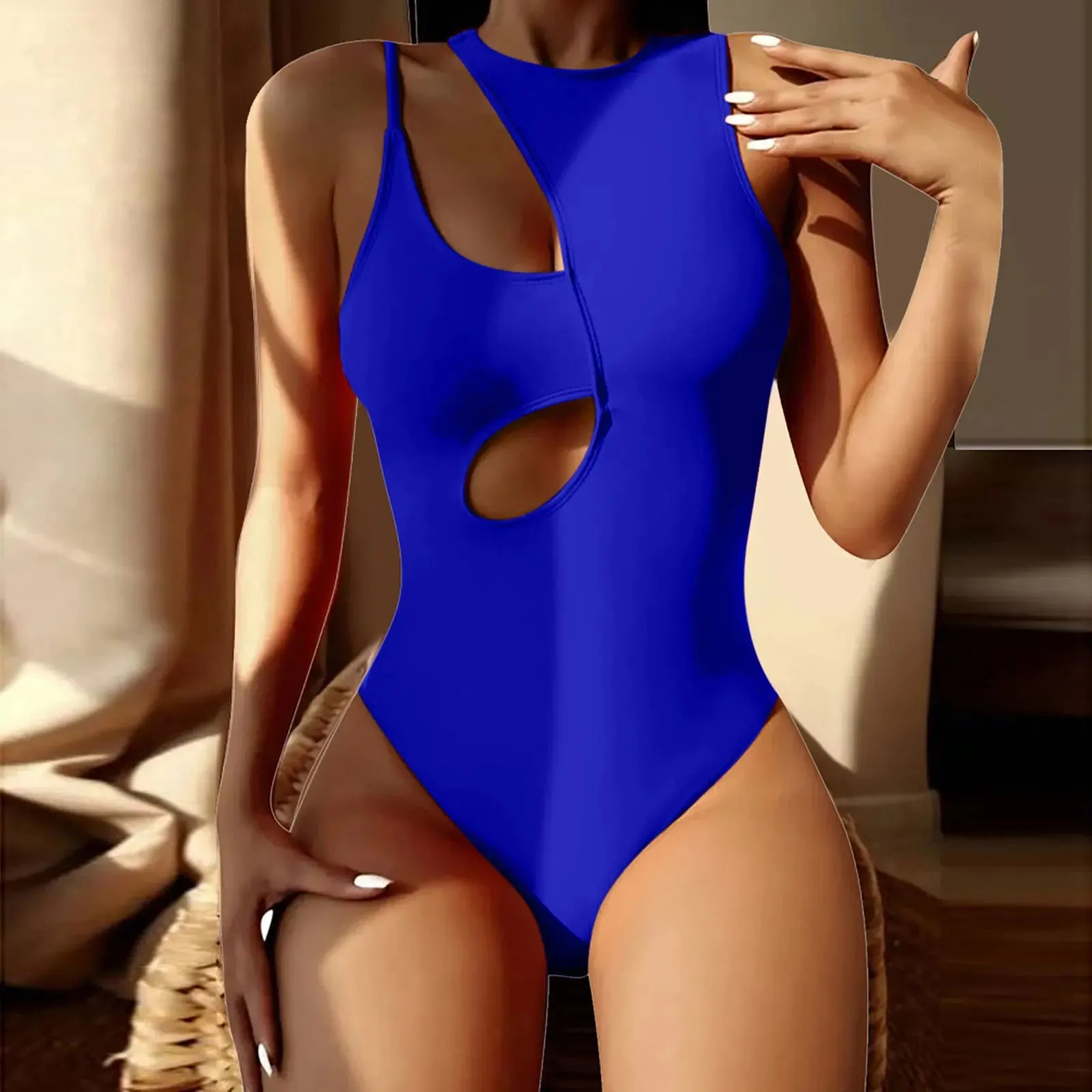 Women's One-Shoulder Swimsuit with Triangle Panties - Sexy Beachwear